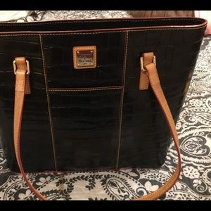 Dooney and Burke Croc Embossed Black Tote